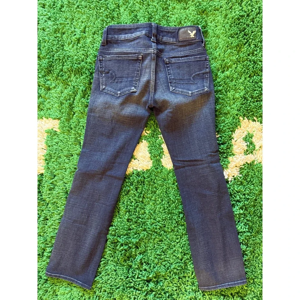 American Eagle Artist Crop Jeans Womens 00 Dark Blue Excellent Distressed Stretc